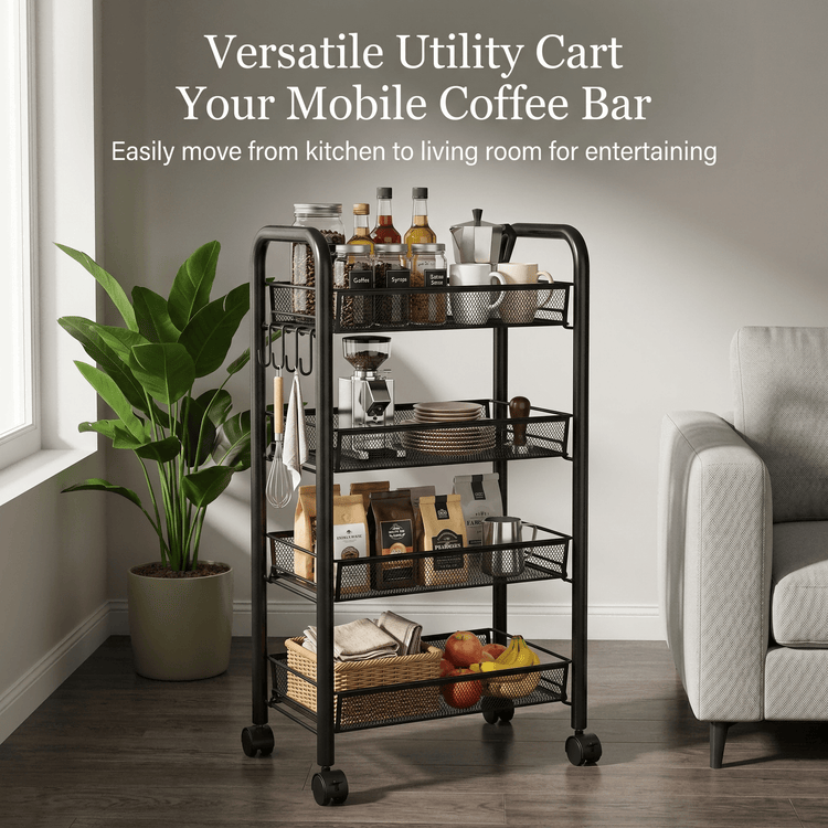 3–5 Tier Mesh Wire Rolling Cart