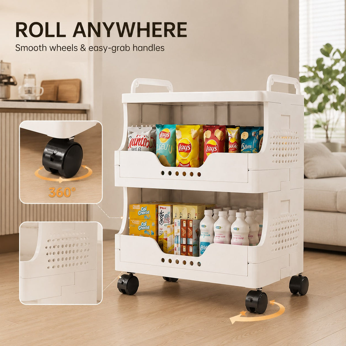 1–4 Tier Stackable Rolling Storage Bins