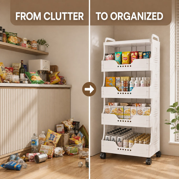 1–4 Tier Stackable Rolling Storage Bins