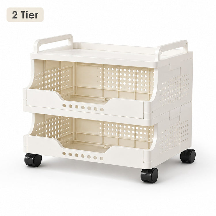 1–4 Tier Stackable Rolling Storage Bins